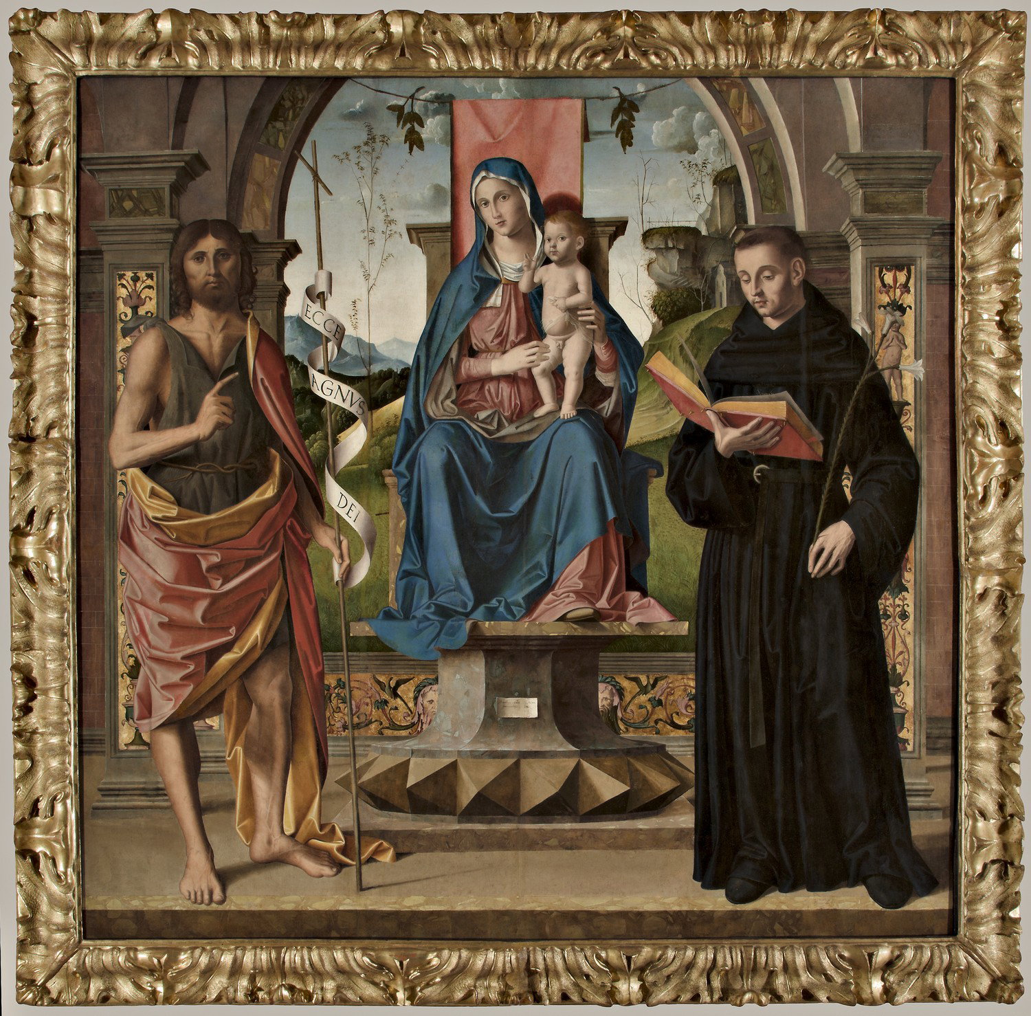 Madonna con Bambino benedicente in trono e i santi Giovanni Battista e Filippo B